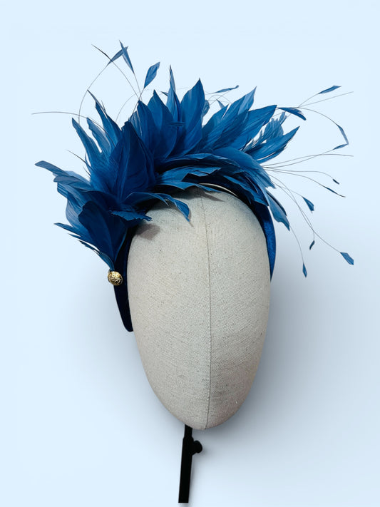 Petrol blue velvet head band