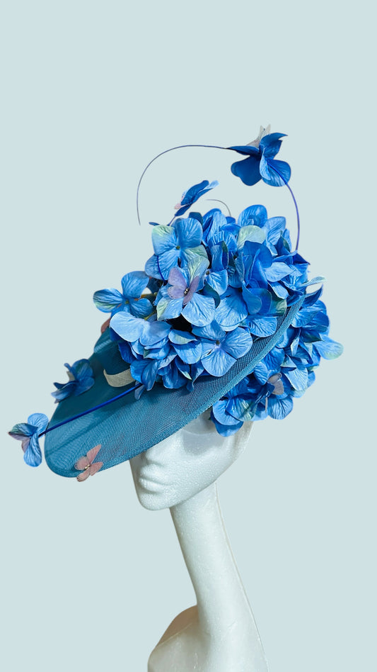 Blue hydrangeas boater hat