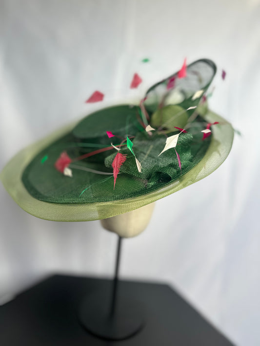 Green Boater style Hat